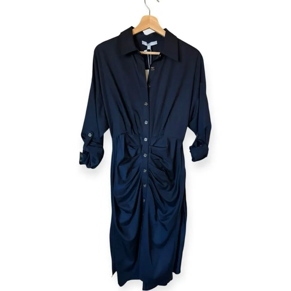 Antonio Melani Navy Blue Roxanne Pleated Tie Dress